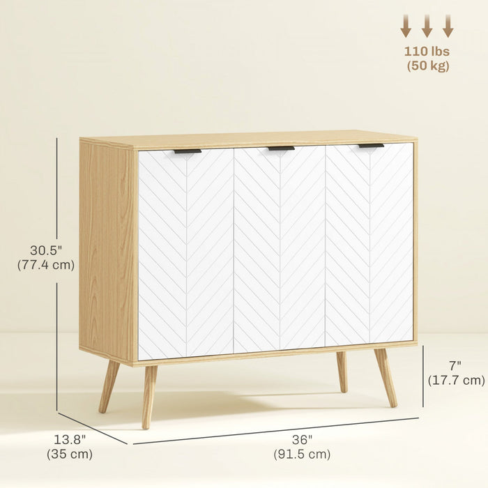 HOMCOM 36" Sideboard, Buffet Cabinet with Adjustable Shelves, Natural