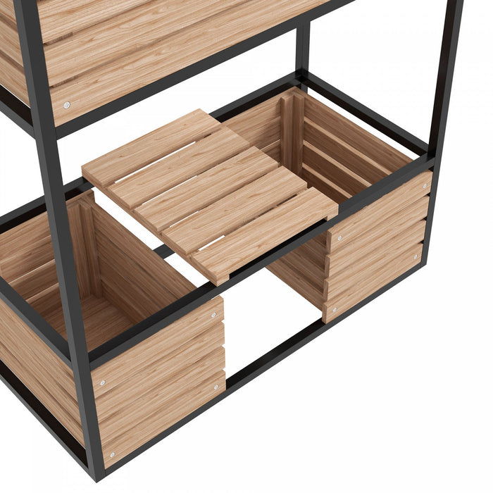 Outsunny 2-tier Raised Garden Bed, Elevated Planter Box With Storage Shelf, Wood Plant Stand For Flo