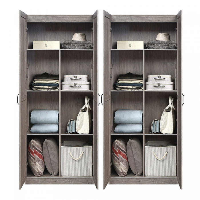 Hopkins Modern 30\" Storage Cabinet in Gray (7-Shelf) - Set of 2 Armoire 
