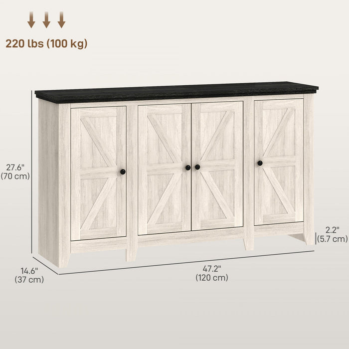 HOMCOM Sideboard Cabinet with Adjustable Shelves, Doors, White Wood Grain
