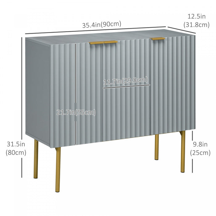 HOMCOM Accent Cabinet w/ Gold Leg for Living Room Dining Room Hallway Grey