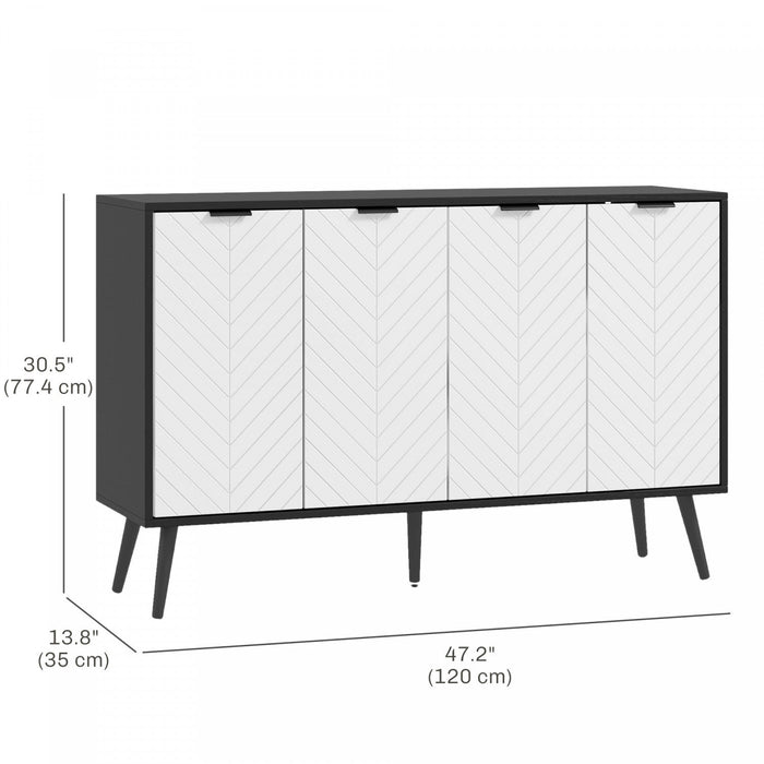 HOMCOM 47" Sideboard, Buffet Cabinet with Adjustable Shelves, Black