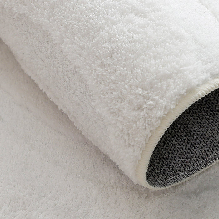 Pearl White Waves Washable Shag Area Rug 5'x7' Indoor Area Rug 