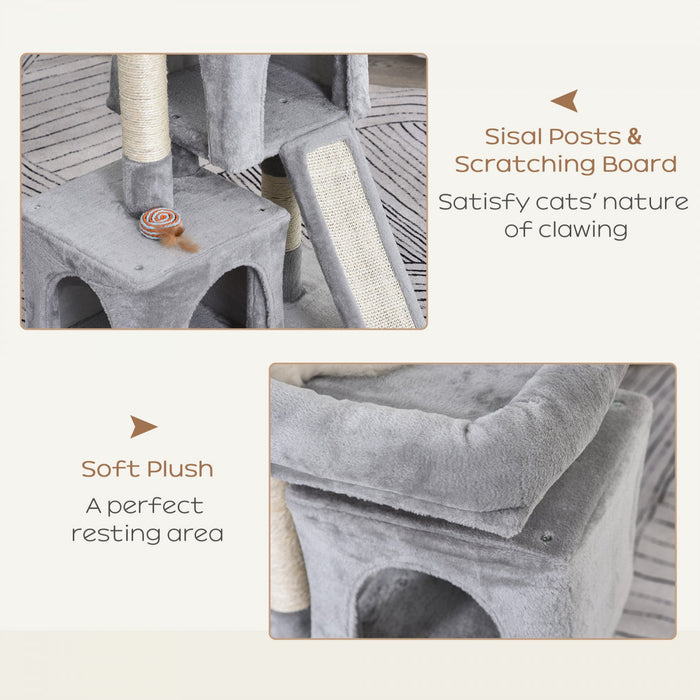 Pawhut Plush Cat Tree Tower Activity Center With Sisal Scratching Post Scratching Board Perch Condo,