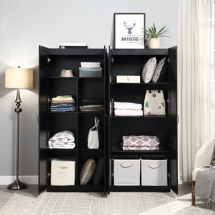 Hopkins Modern 2-Piece Wardrobe Closet in Black Armoire 