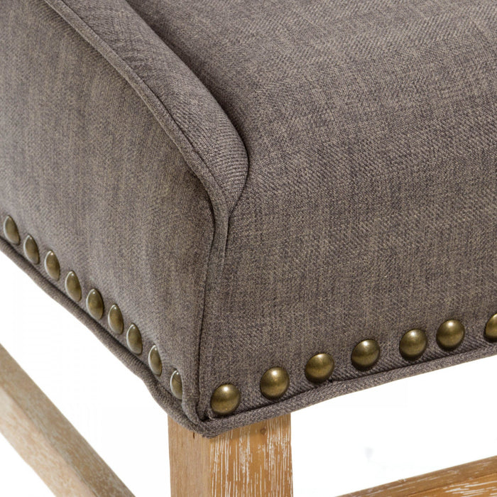 Lance Nailhead Trim Upholstered Fabric Dining Chair - Brown, Grey 