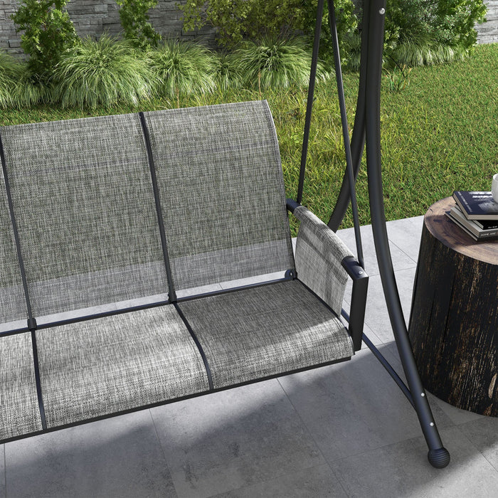 Outsunny 3 Person Outdoor Porch Swing Chair W/ Adjustable Canopy, Black
