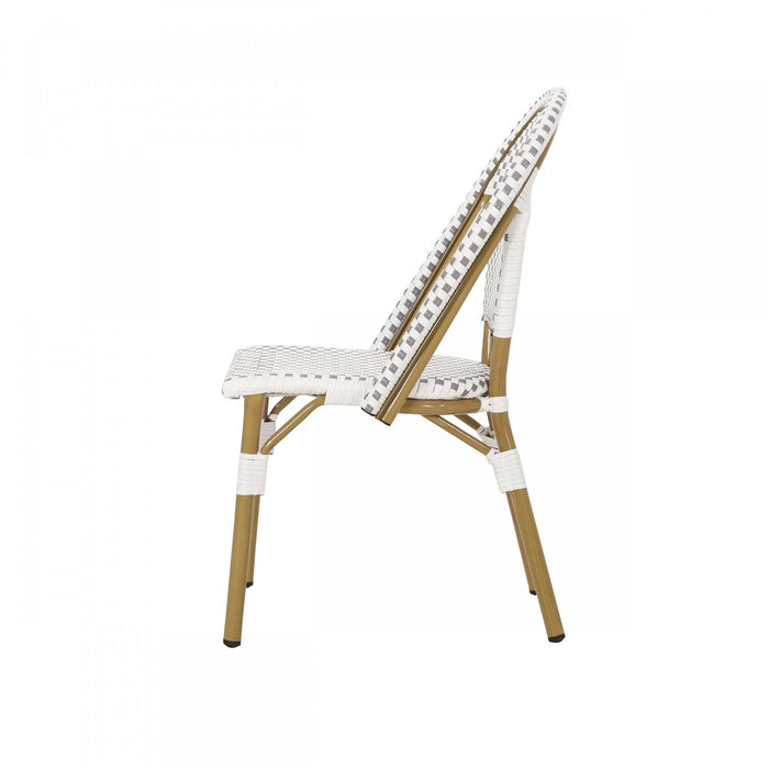 Julien Faux Ratten and Aluminum French Bistro Chairs, Set of 2 - Grey and White 