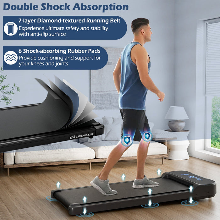 Goplus 2.5hp Under Desk Treadmill For Home And Office Remote Control Led Display Black