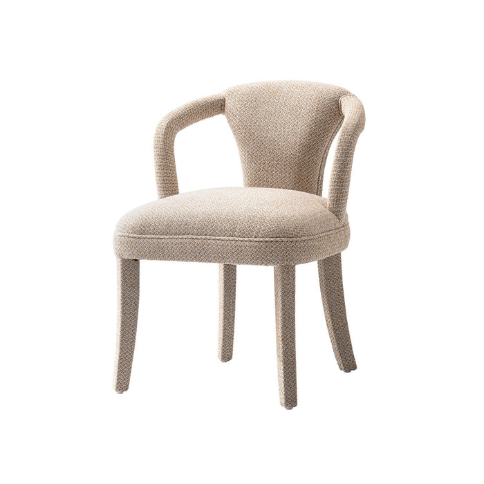 Palmer Mid-Century Modern Upholstered Tweed Armchair in Gold Dust - Set of 2 Dining Chair 