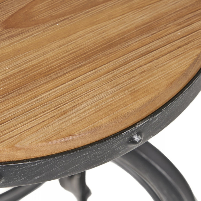 Milo Barstool With Adjustable Height, Fir Wood Seat, Metal Frame - Natural 
