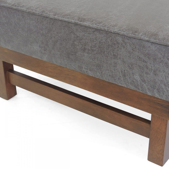 Harrison Large Ottoman Coffee Table with Faux Leather and Storage Function - Grey 