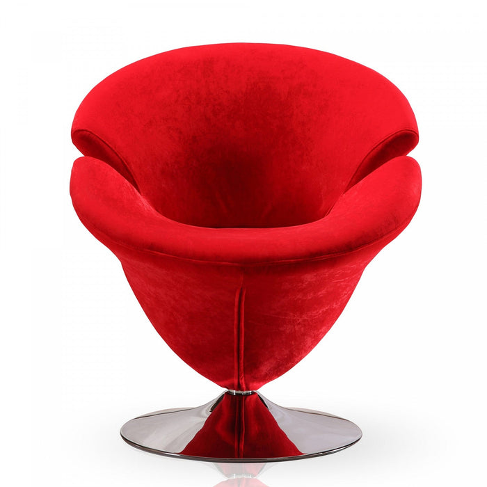 Tulip Modern Velvet Swivel Lounge Chair in Red - Set of 2 