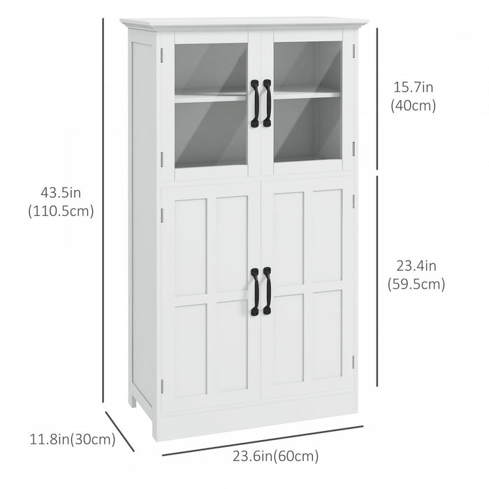 HOMCOM Kitchen Storage Cabinet with 4-tier Shelving, Adjustable Shelves