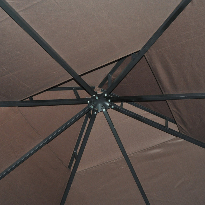 Outsunny 10' X 10' Patio Gazebo Outdoor, Canopy Shelter With Double-tier Roof, Pavilion Sidewalls Fo