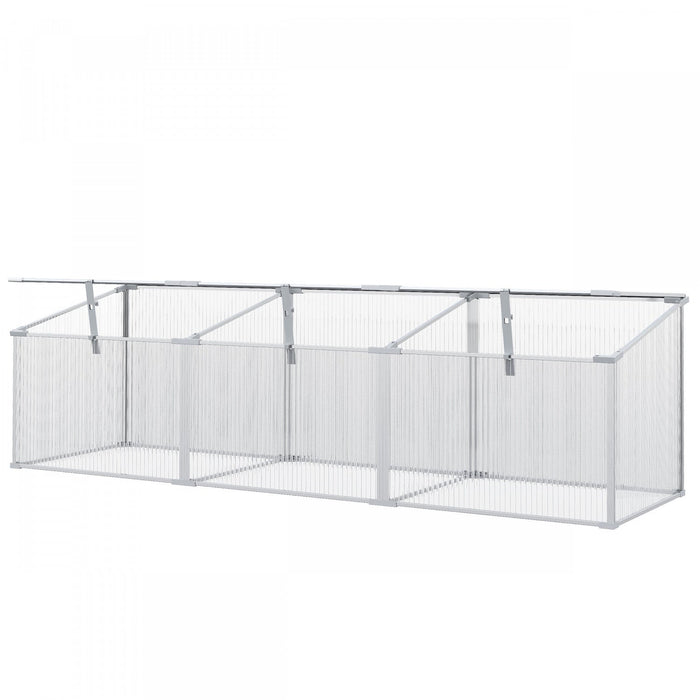 Outsunny Aluminium Cold Frame Garden Portable Greenhouse With Openable Top For Indoor, Outdoor, Flow