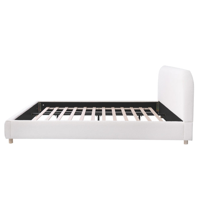 Mia Upholstered Bed with Loop-Pile Fabric,King Size - Light Beige 