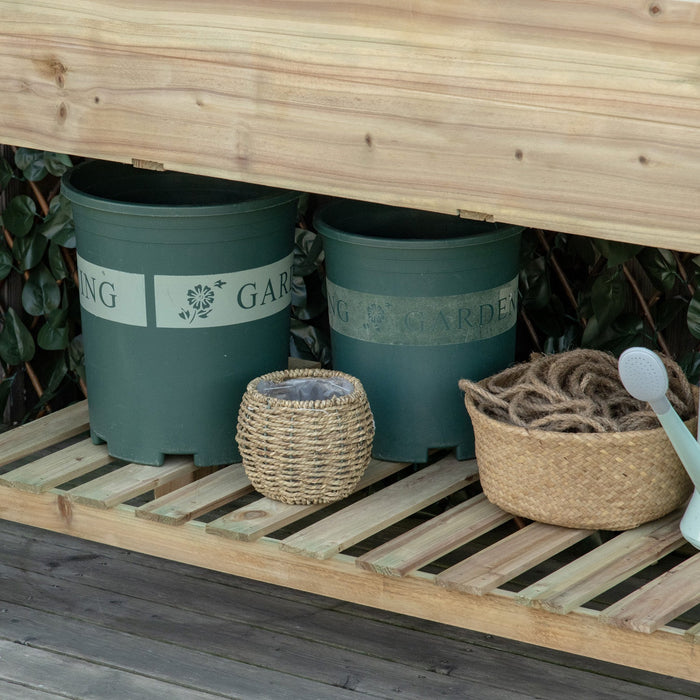 Outsunny 45\" X 22\" X 33\" Elevated Planter Box With Legs And Storage Shelf, Raised Garden Bed, Elevat