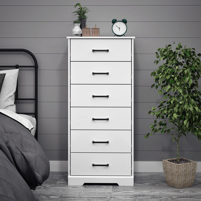Prepac Rustic Ridge 23.75\" 6-Drawer Chest - White