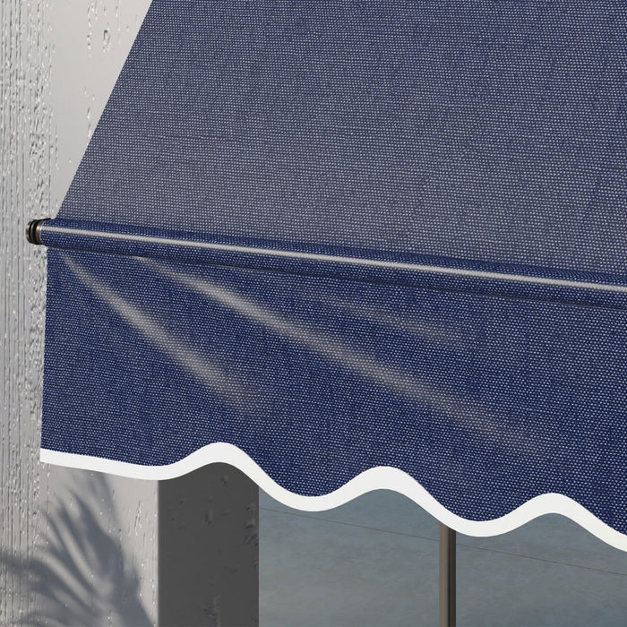 Outsunny 10' X 3' Retractable Awning, Freestanding & Non-screw, Blue