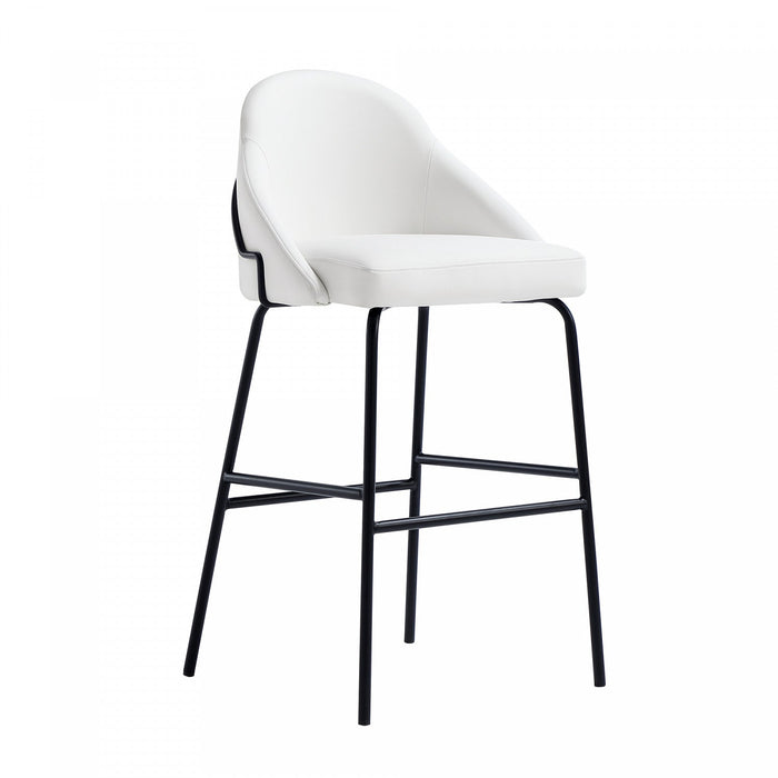 Gracie Modern Metal Upholstered Barstool in White and Black Bar Stool 