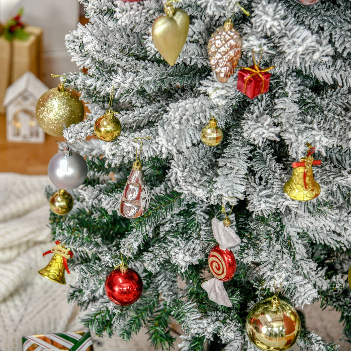 Homcom Snow Flocked Pencil Christmas Tree Slim Artificial Christmas Tree
