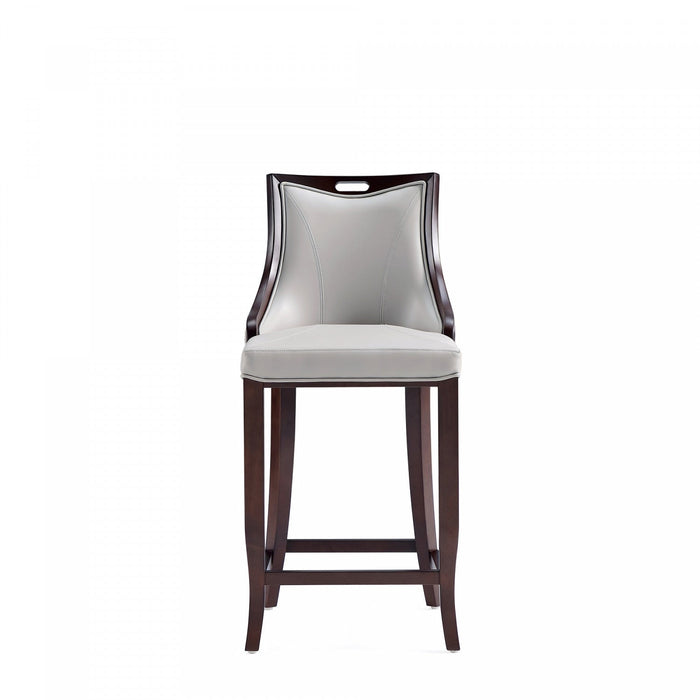 Emperor Traditional Wood Upholstered Barstool in Light Gray - Set of 3 
