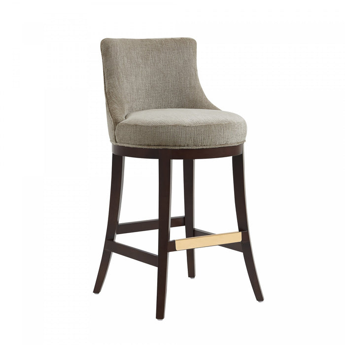 Lucia Modern Wood Upholstered Chenille Barstool in Taupe Bar Stool 