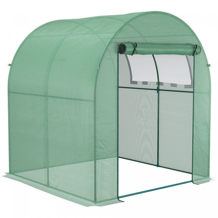 Outsunny 6' X 6' X 6.6' Walk-in Tunnel Greenhouse, Small Green House With Zippered Door And Roll-up 