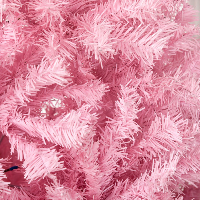 Homcom 5' Artificial Christmas Tree With Auto Open, Wide Shape, Pink