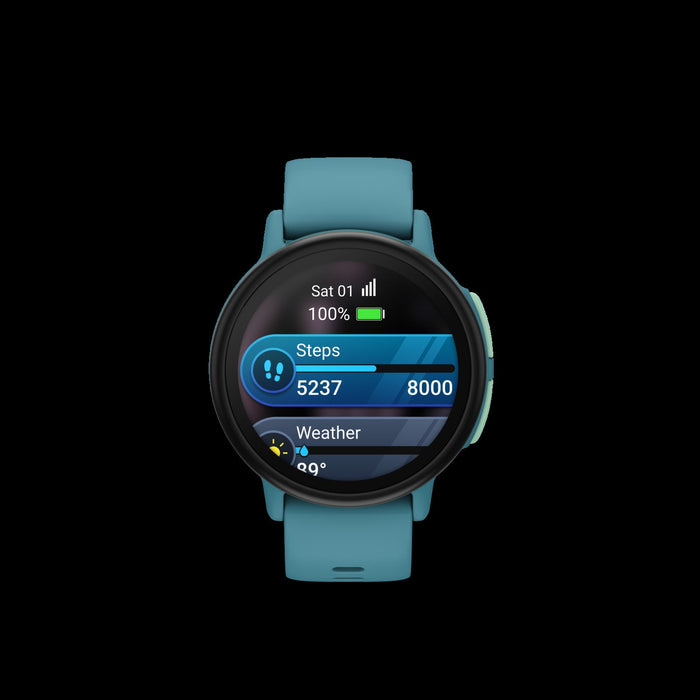 Garmin Bounce 2 Turquoise Kids Smartwatch - Active Tracker, Two-Way Communication, Weather Updates, Stopwatch Alarms, Assistance Feature, Family Challenges