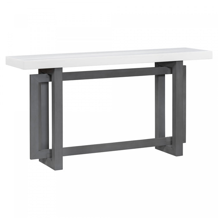 Ethan 59.1'' Triple Rectangle Design Painted Entryway Table with Pine Wood Legs,White Sofa Table  