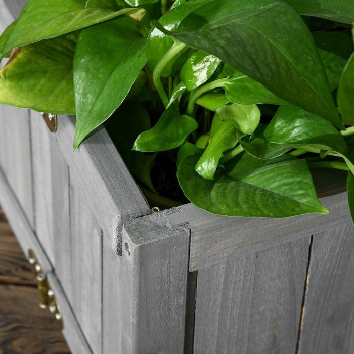 Outsunny 28\" X 12\" Foldable Raised Garden Bed, Elevated Planter Box, Wooden Planting Bed For Backyar