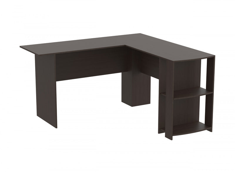 55” Computer Desk With Storage And 2 Shelves - Cappuccino 
