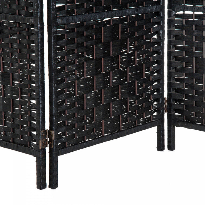 Homcom Double Hinged Woven Wicker Room Divider And Privacy Screens