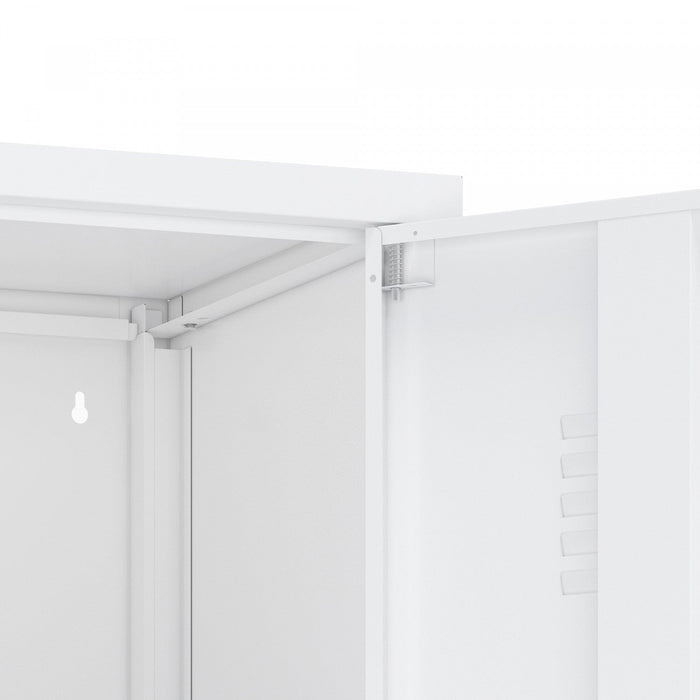 Naomi Modern 15\" Metal Storage Cabinet in White Armoire 