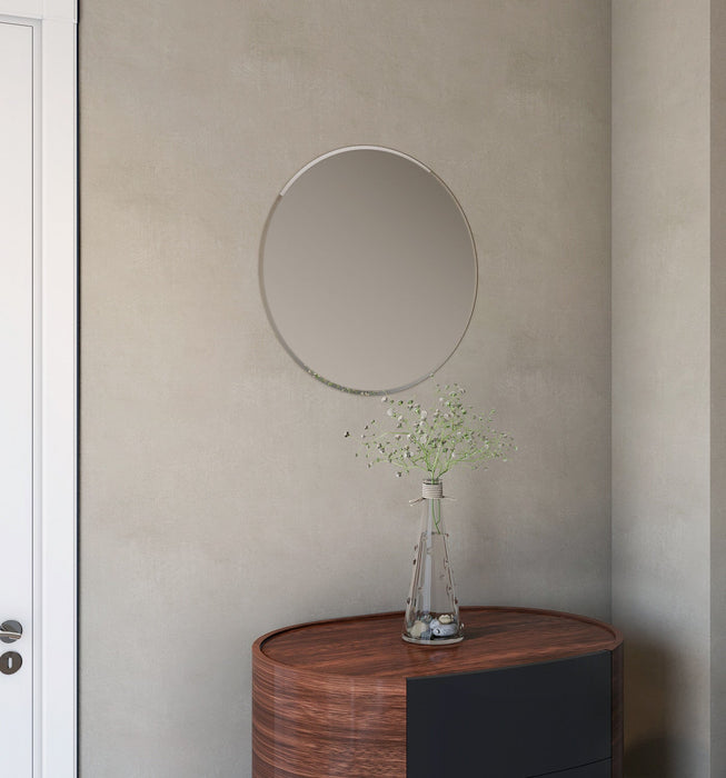 Lathe 24 Inch Frameless Round Mirror In Chrome 