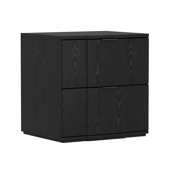 Clive Mid-Century Modern 22\" Nightstand in Black and Gold (2-Drawer) 