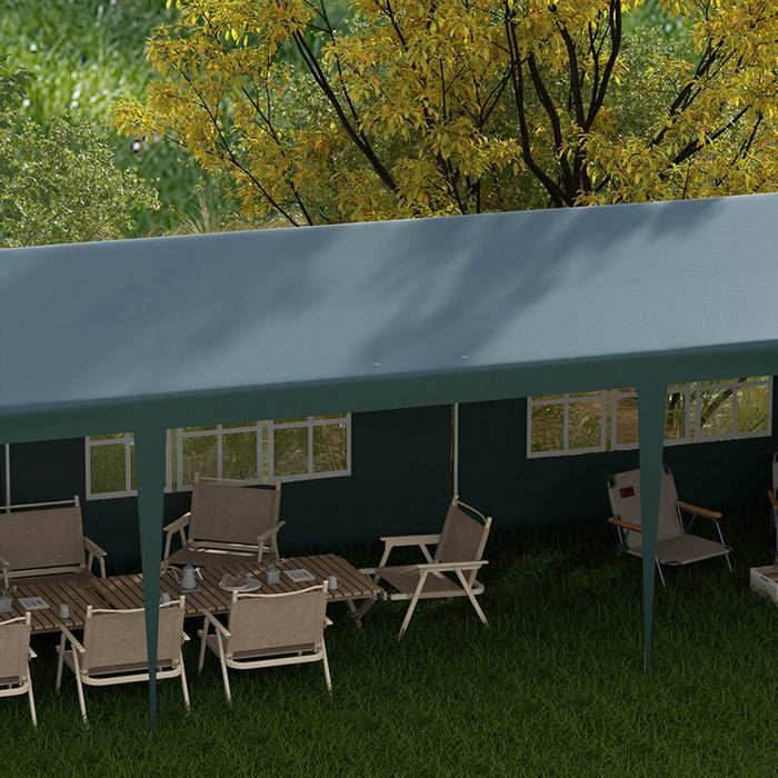Outsunny 10' X 29' Party Tent, Canopy Tent With Sidewalls And Large Transparent Windows For Garden, 