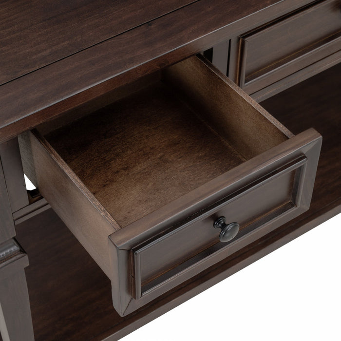 Sabina Solid Wood Console Table With 3 Drawers And Shelf - Espresso 