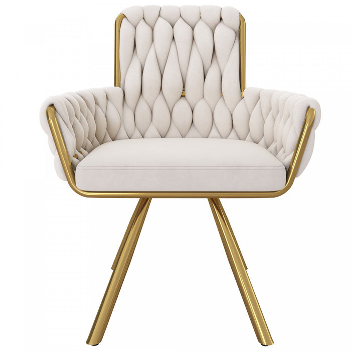 Timothy Velvet Swivel Dining Chairs with Tufted Upholstered and Metal Legs Set of 4, Glod  