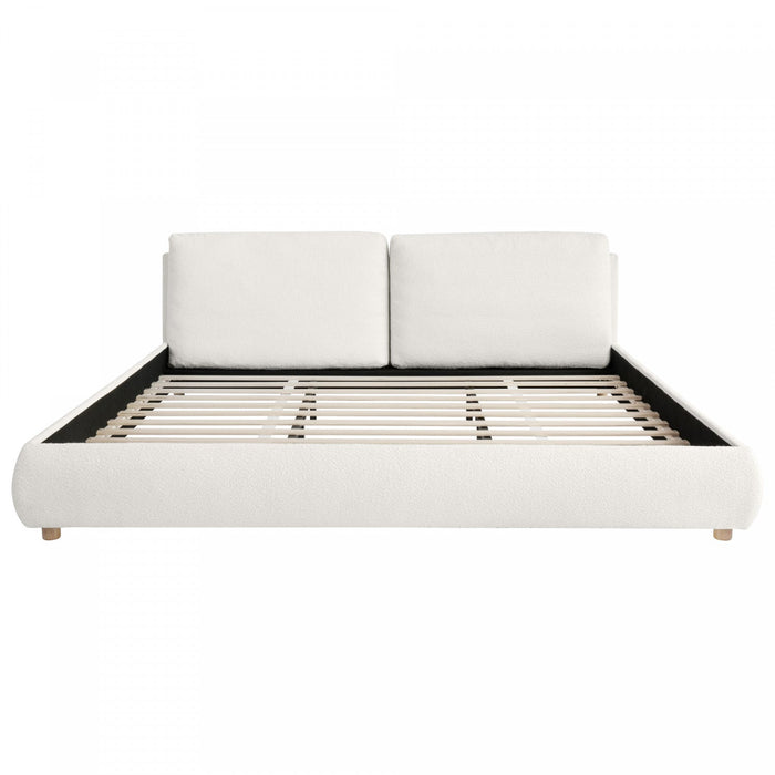 Ava Upholstered Bed with Loop-Pile Fabric,King Size - Light Beige 