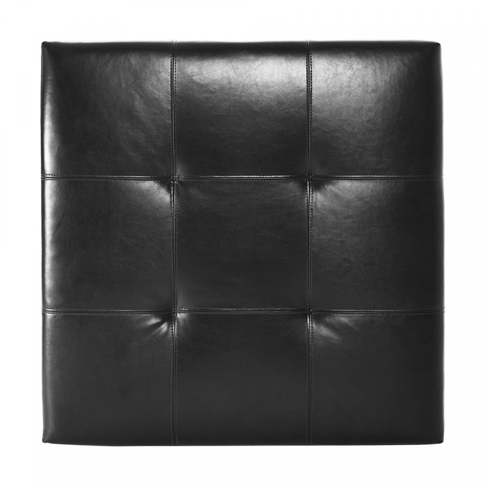 Liam 34.25\" Large Square Faux Leather Ottoman Coffee Table with Storage,Black  