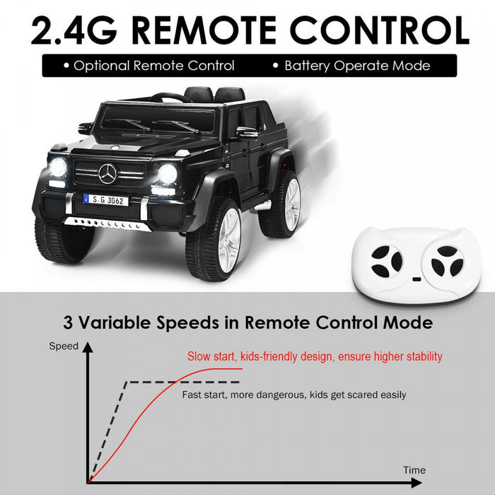 12v Licensed Mercedes-benz Kids Ride On Car Rc Motorized Vehicles W/ Trunk Black