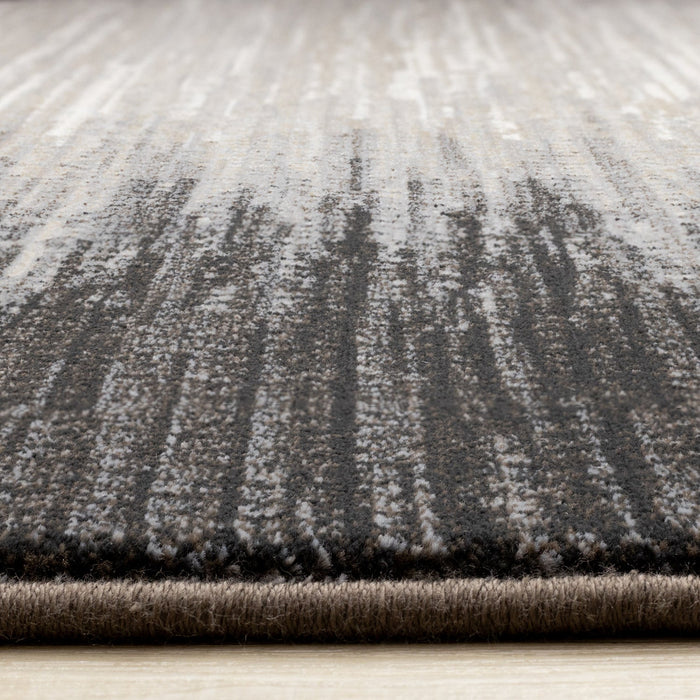 Amelia Dense Black Beige Border Area Rug - 5'3\" x 7'7\"