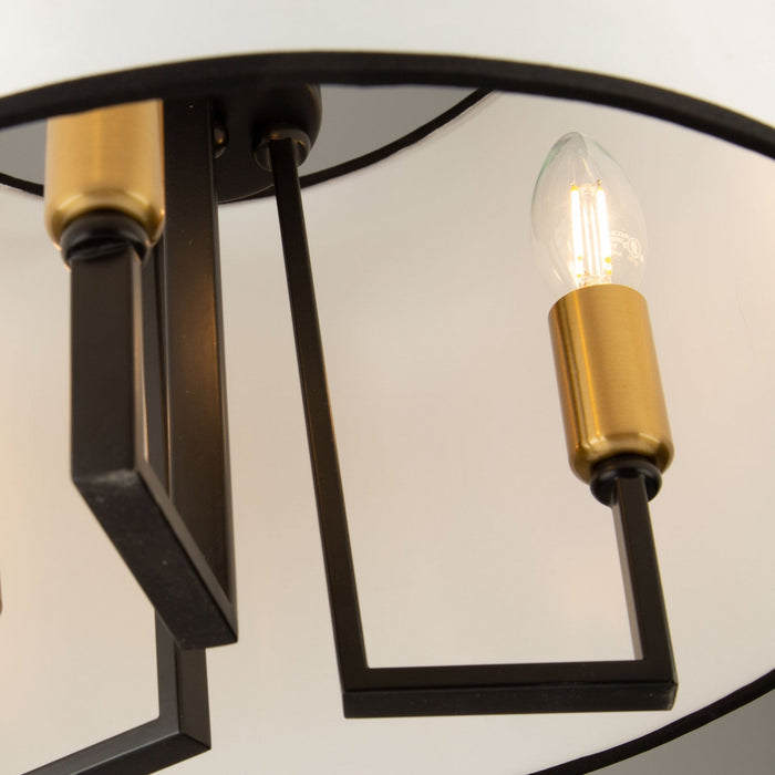 Coco 3-Light Black and Gold Semi-Flush Mount 