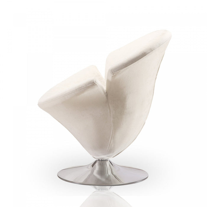Tulip Modern Velvet Swivel Lounge Chair in White - Set of 2 