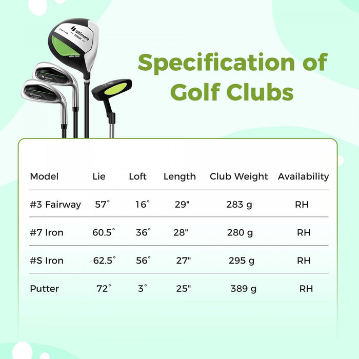 Ultimate Kids Golf Practice Set Junior Complete Golf Club Set For Kids Age 5-7 Years Old Green