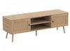 TV Stand With 2 Doors And 2 Shelves - Brown Natural Wood Look 