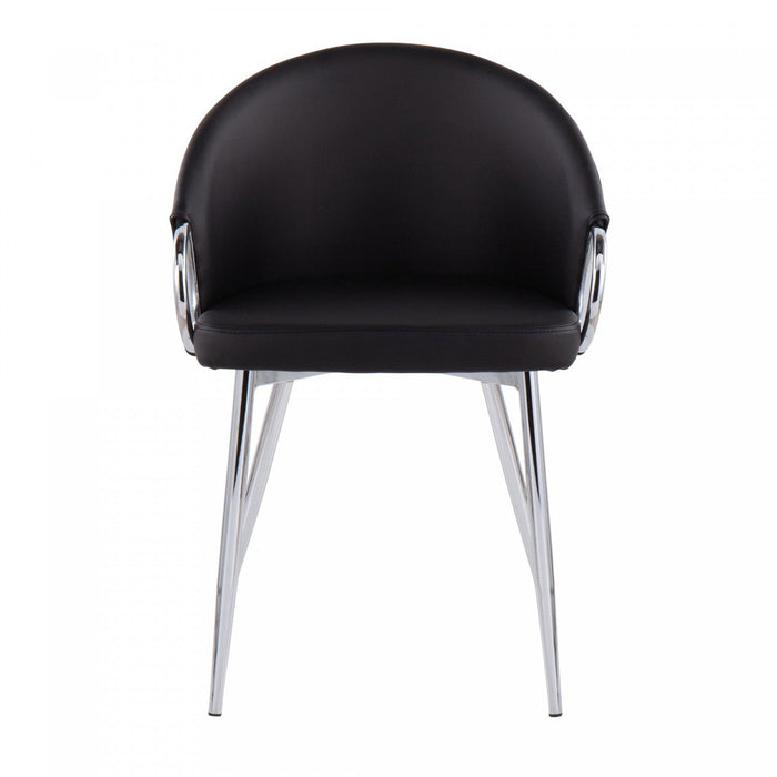 LumiSource Claire Faux Leather Contemporary Glam Dining Chair - Silver/Black